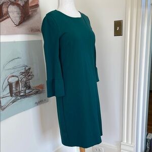 Boden Classic Green Knit Dress, 3/4 Ruffle Sleeves, US 6R